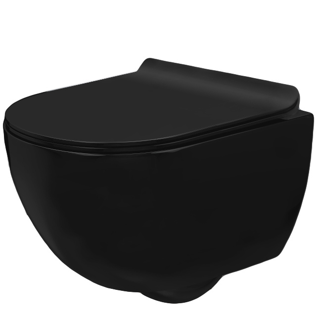 Унітаз Rea Сarlo Mini Rimless, сидіння дюропласт медленнопадающее slim black mat (REA-C8405)